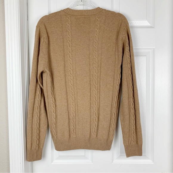 Turnbury Cable Pullover Knit Sweater Top Camel Brown - Picture 4 of 5